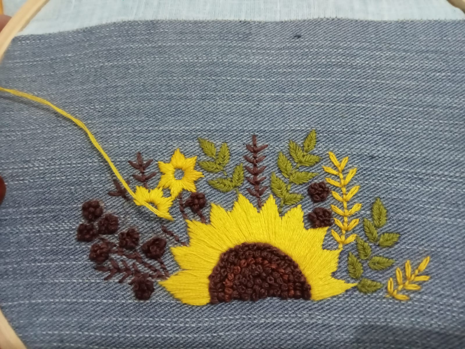 SF-2 | Hand-embroidered Sunflower Denim outfit for Iphone