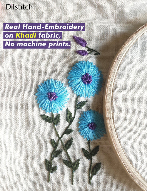 Daisy-3 | Hand-Embroidered Blue Daisy Floral Phone Outfit for iPhone – DilStitch Handmade Case
