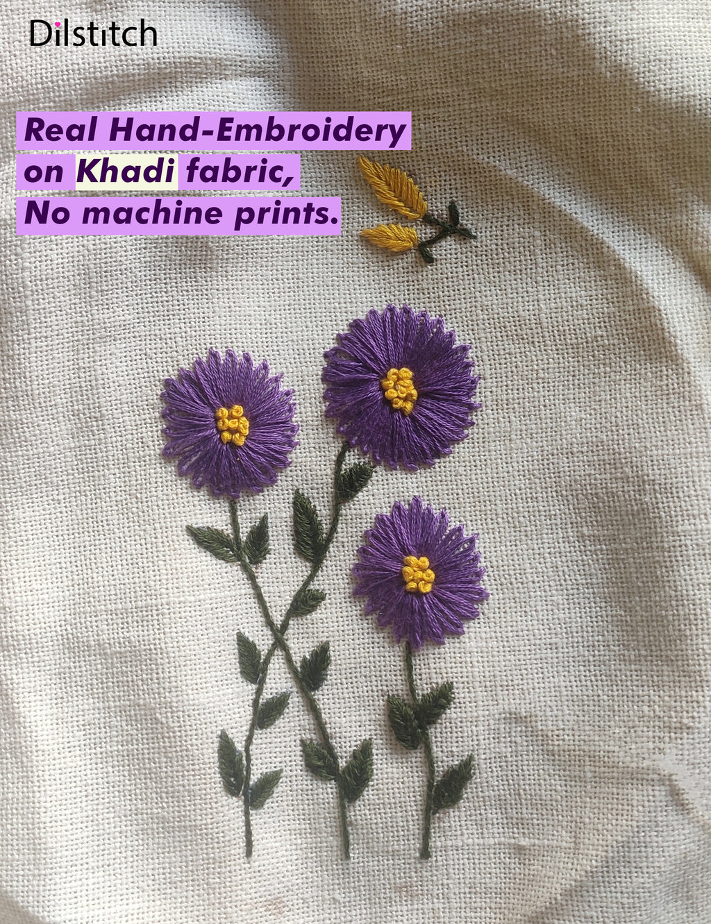 Daisy-2 |Hand-Embroidered Purple Daisy iPhone outfit – Floral Phone Cover by Dilstitch