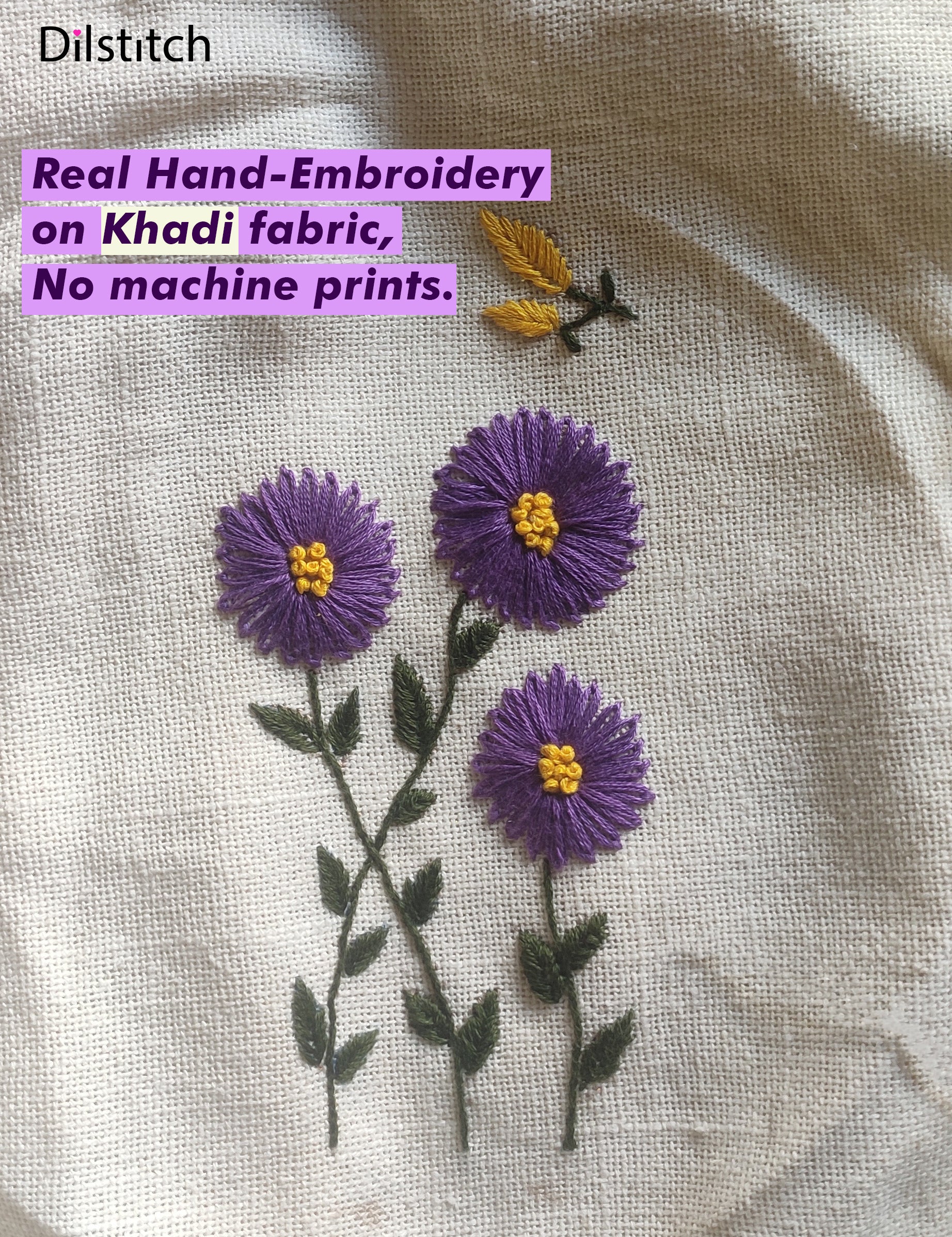Daisy-2 |Hand-Embroidered Purple Daisy iPhone outfit – Floral Phone Cover by Dilstitch
