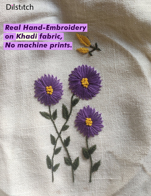 Daisy-2 |Hand-Embroidered Purple Daisy iPhone outfit – Floral Phone Cover by Dilstitch