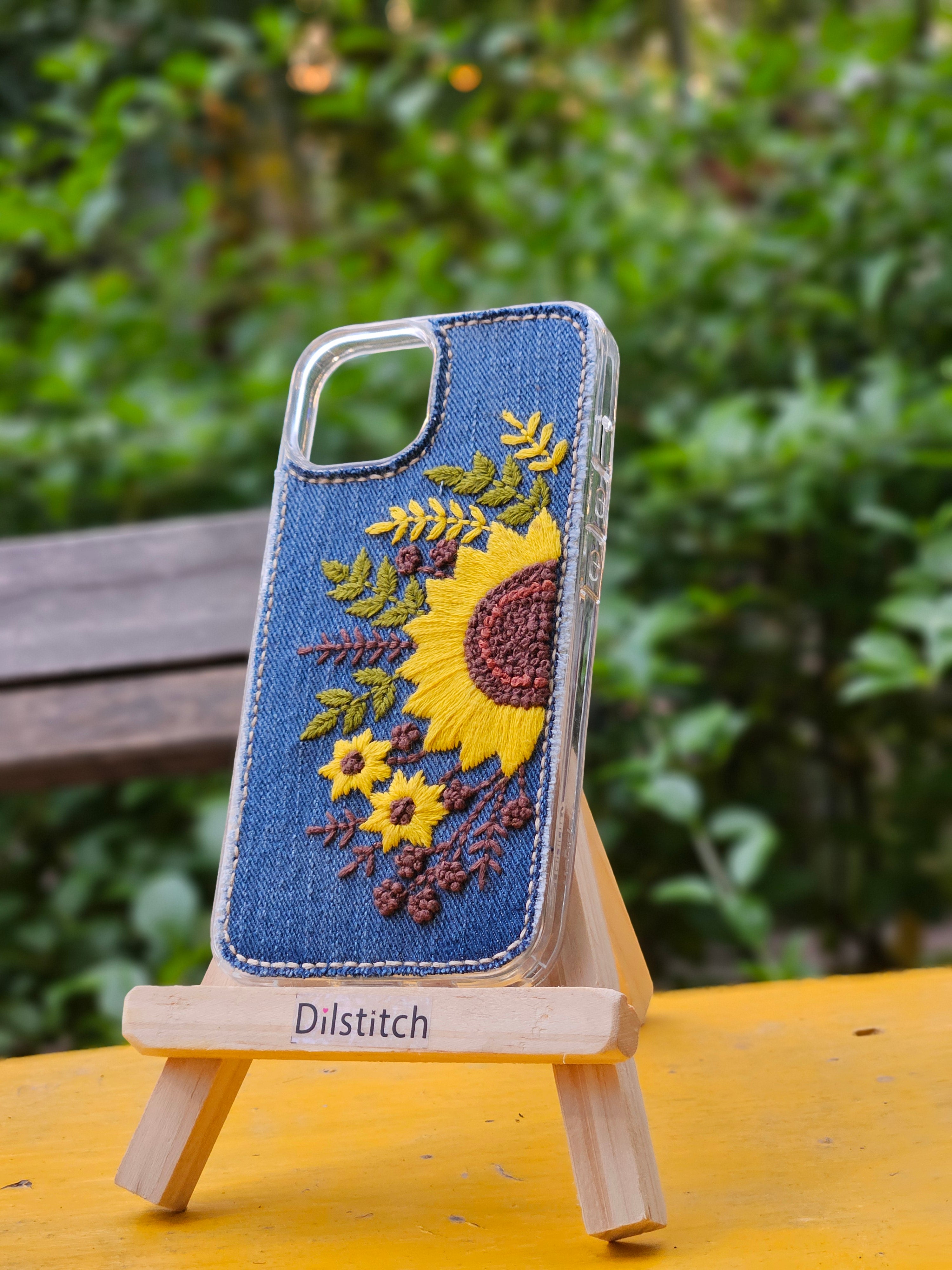 SF-2 | Hand-embroidered Sunflower Denim outfit for Iphone